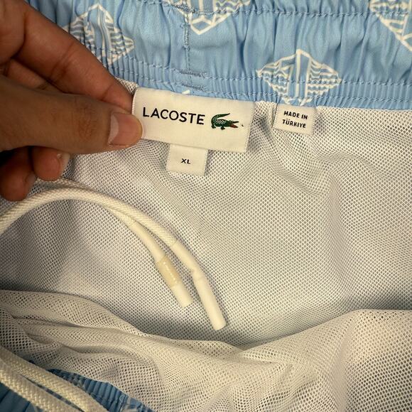 Lacoste Swim Trunks Mens XL Blue Mesh Lined Bathing Suit Shorts Geometric Print - Picture 3 of 9